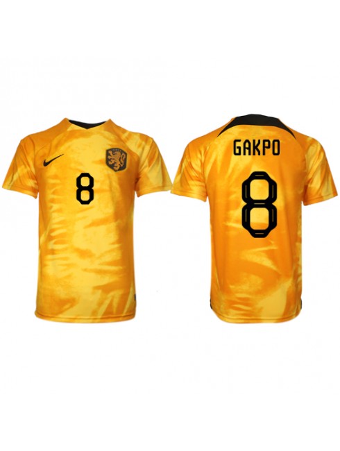 Nederländerna Cody Gakpo #8 Replika Hemmakläder VM 2022 Kortärmad